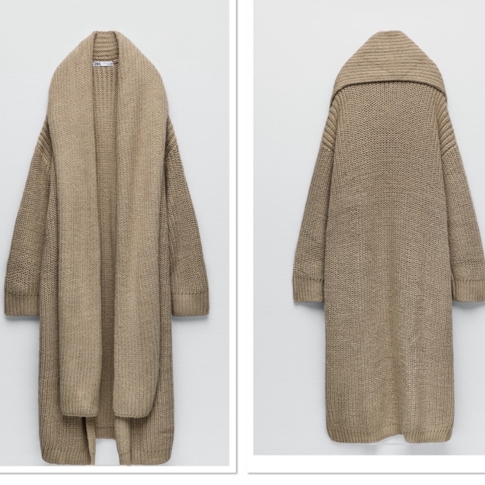 Zara sweater coat with attached scarf
